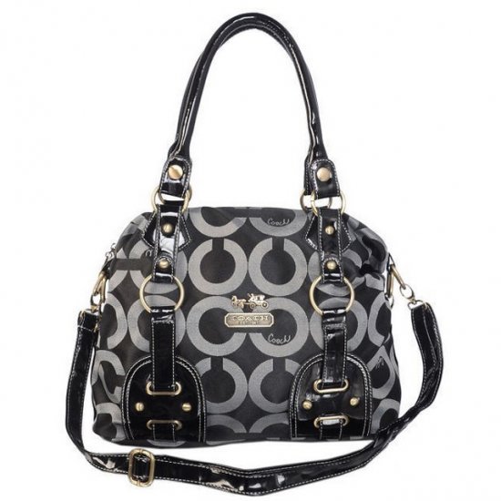 Coach Madison In Monogram Medium Black Satchels BOJ Coach Madison In Monogram Medium Black Satchels BOJ
